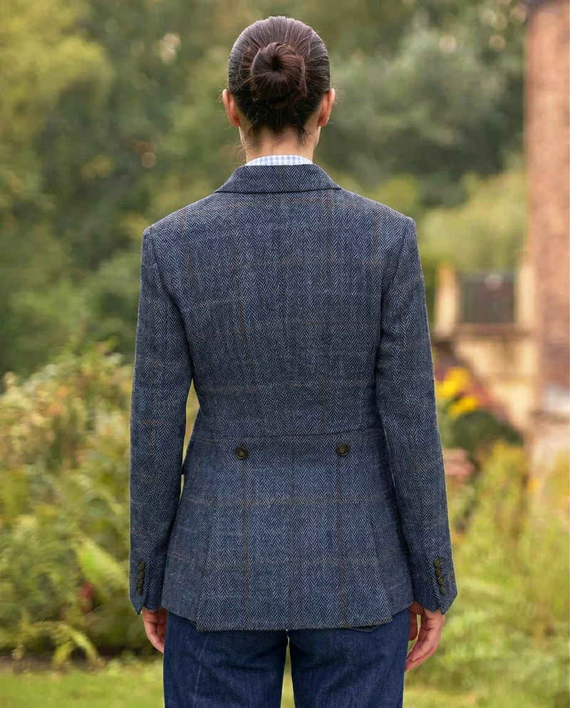 Harris Tweed Blazer "Carola" in grey-blue Herringbone