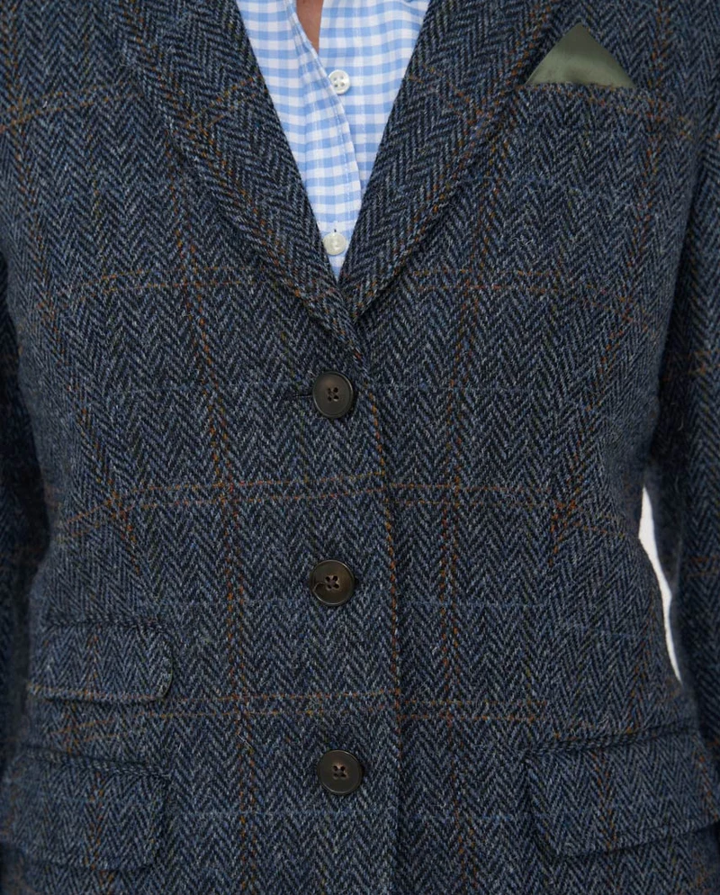 Harris Tweed Blazer "Carola" in grey-blue Herringbone