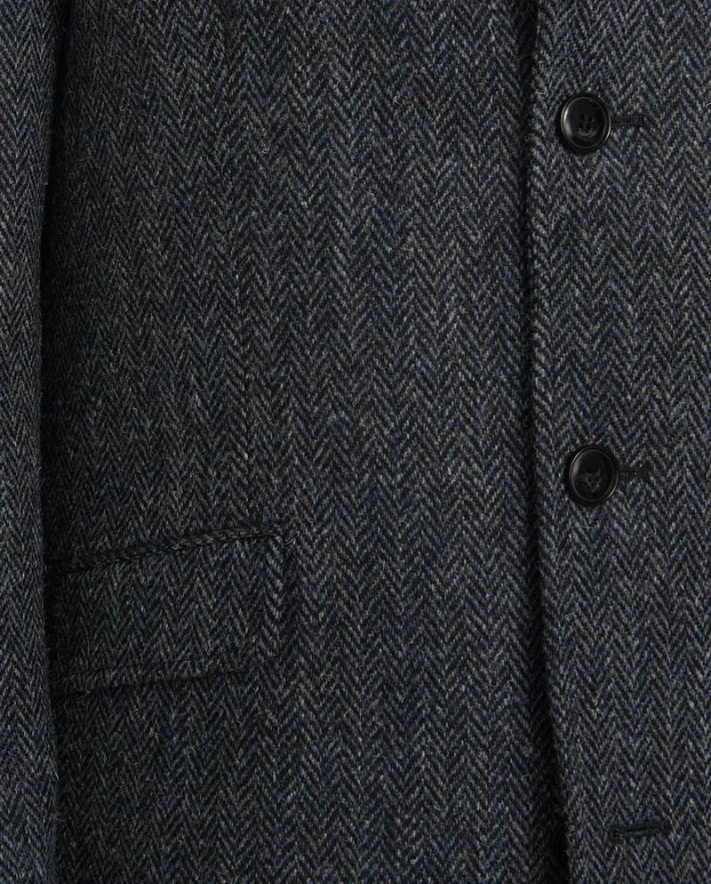 Harris Tweed Herrenmantel "Southhampton" – Seastone Navy Herringbone