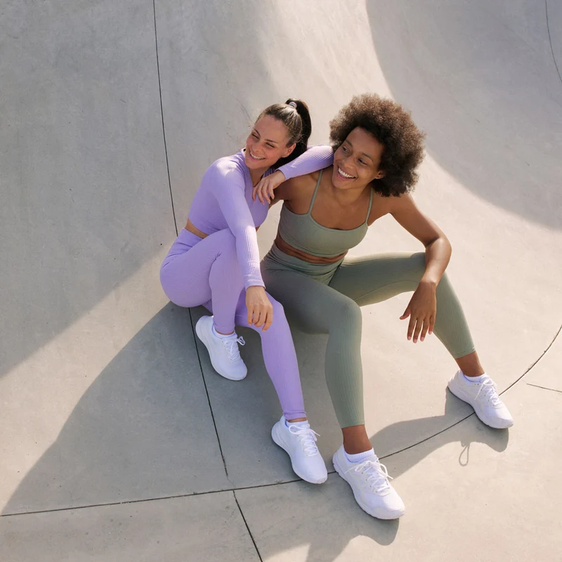 Gerippte Leggings | Schwarz
