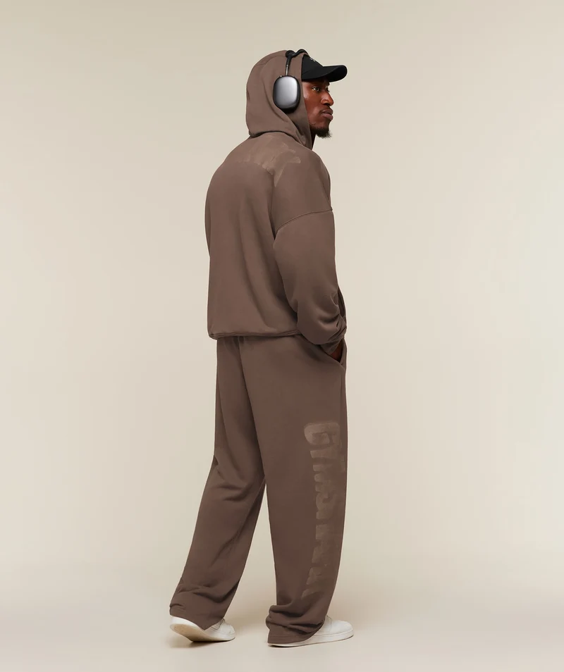 Gymshark Power Washed Oversized Full Zip Hoodie - Soft Brown