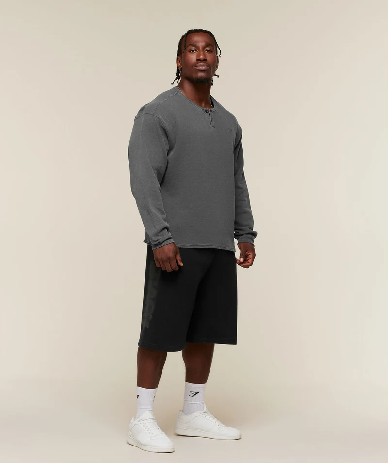 Gymshark Power Washed Henley - Black/Wash