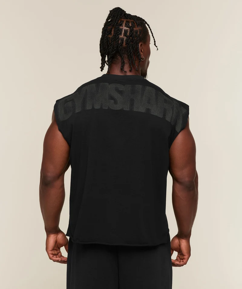 Gymshark Power Washed Cut off Tank - Black/Wash