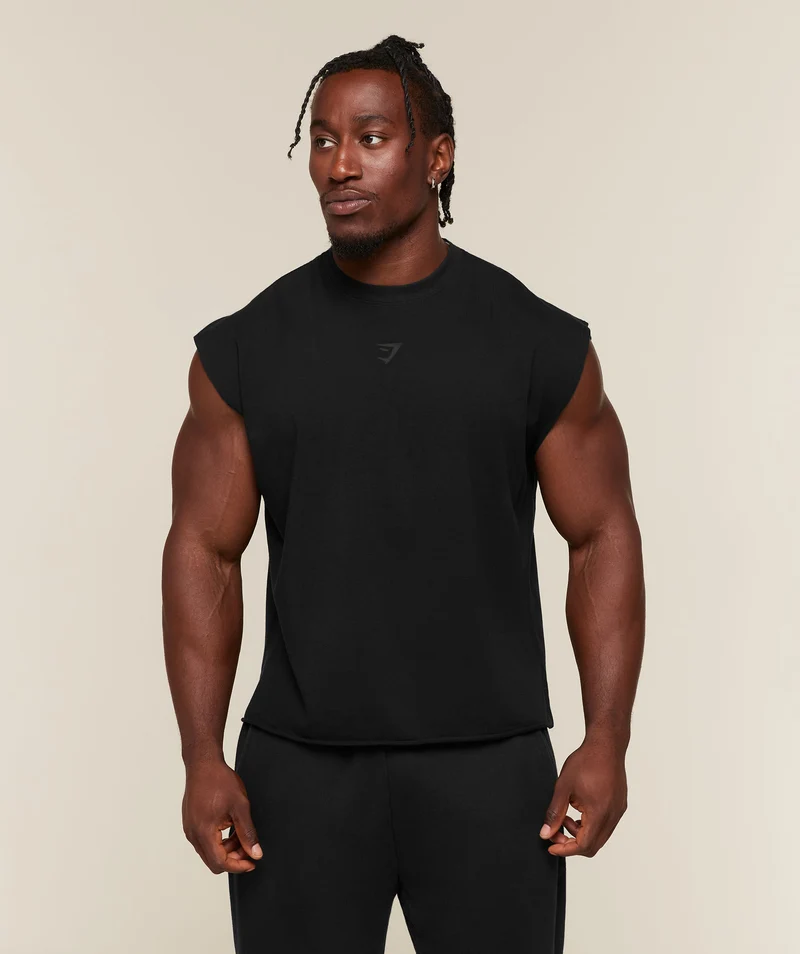 Gymshark Power Washed Cut off Tank - Black/Wash