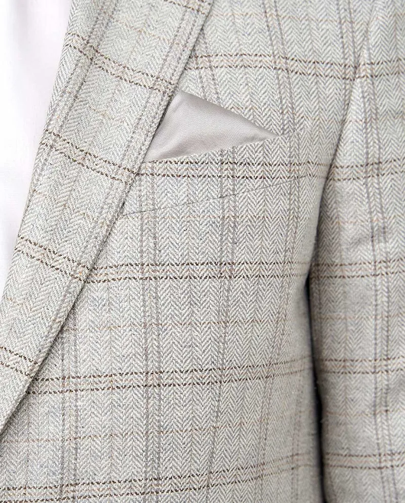 Sommersakko "London SO" aus Seide in light grey check