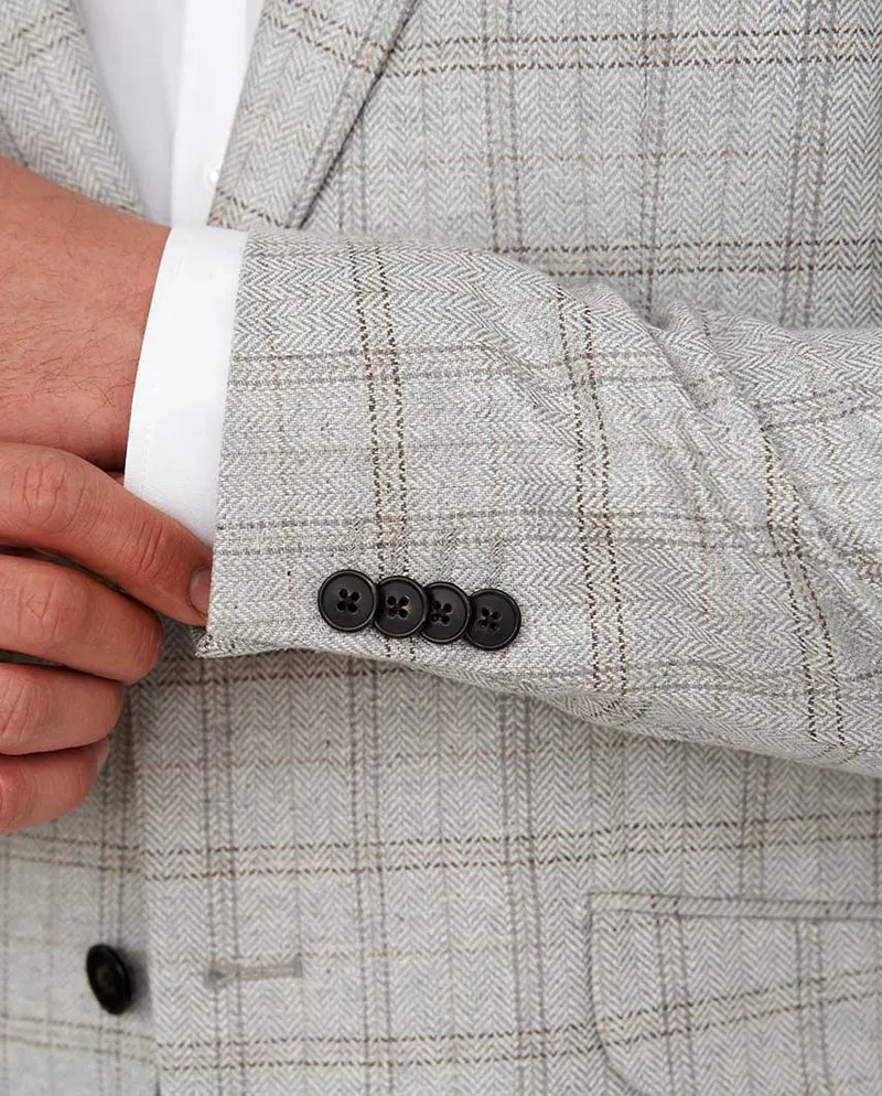 Sommersakko "London SO" aus Seide in light grey check