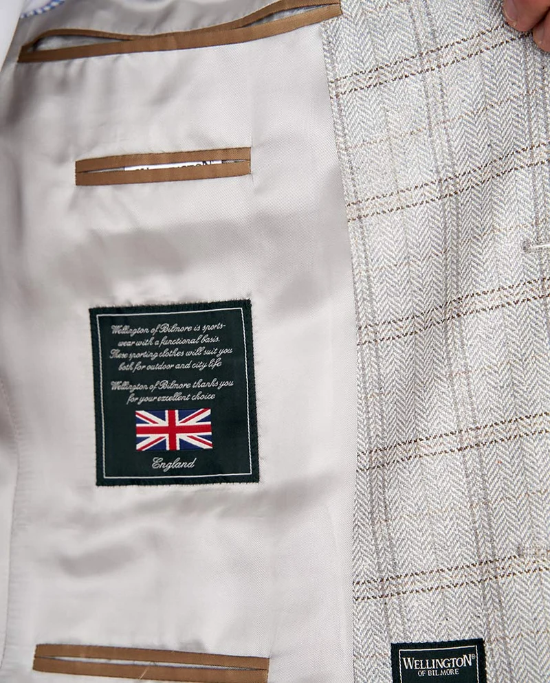Sommersakko "London SO" aus Seide in light grey check