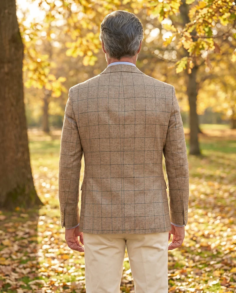 Sommersakko "London SO" aus Seide in sand multicolor check