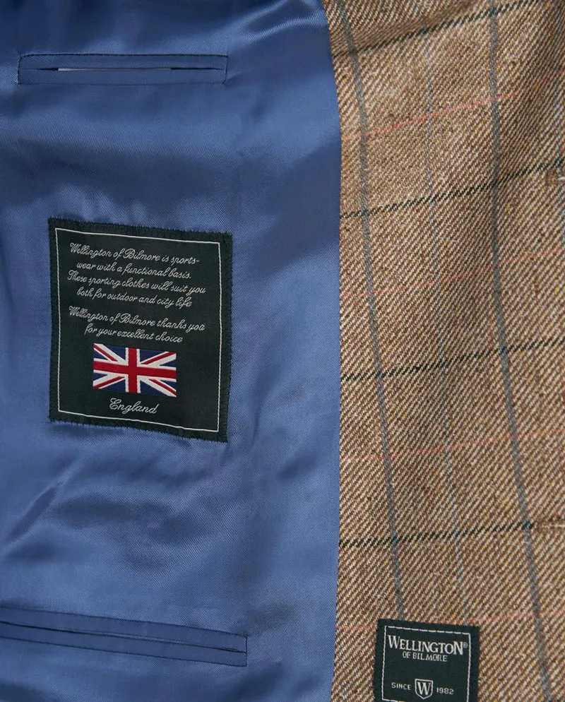 Sommersakko "London SO" aus Seide in sand multicolor check