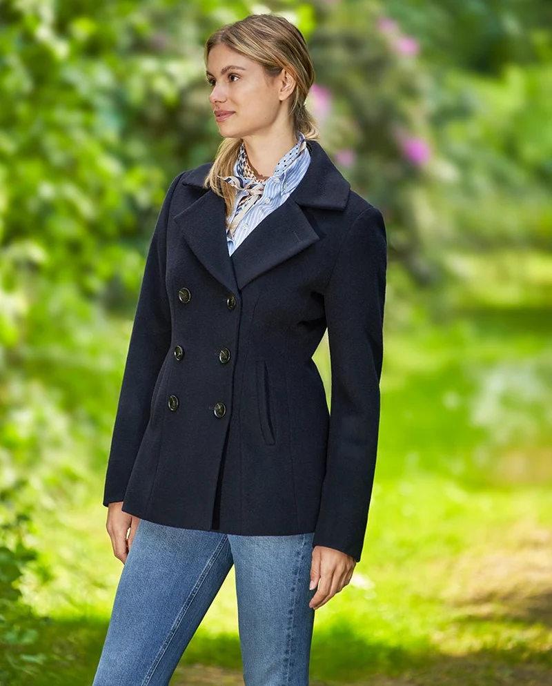 Damen Cabanjacke "Leonie" aus Woll-Kaschmir-Mix in Navy