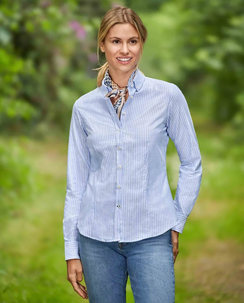 Button-Down Damenbluse "Stella" im Oxford-Streifen