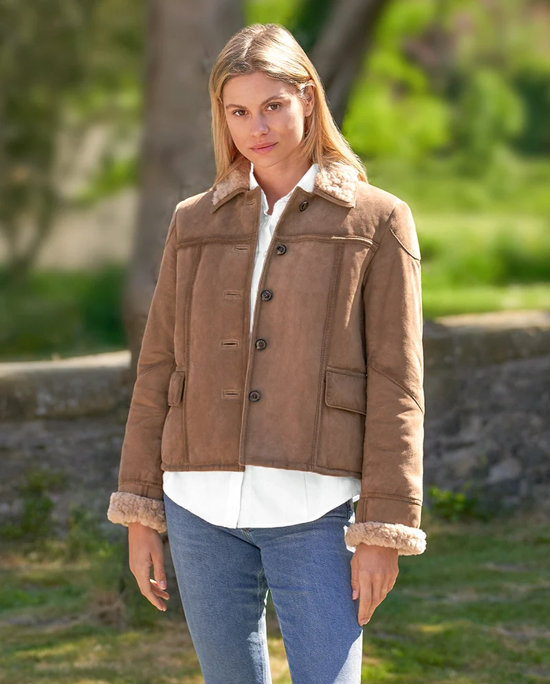 Damen-Lederjacke "Hazel Love" aus samtweichem Ziegenvelours