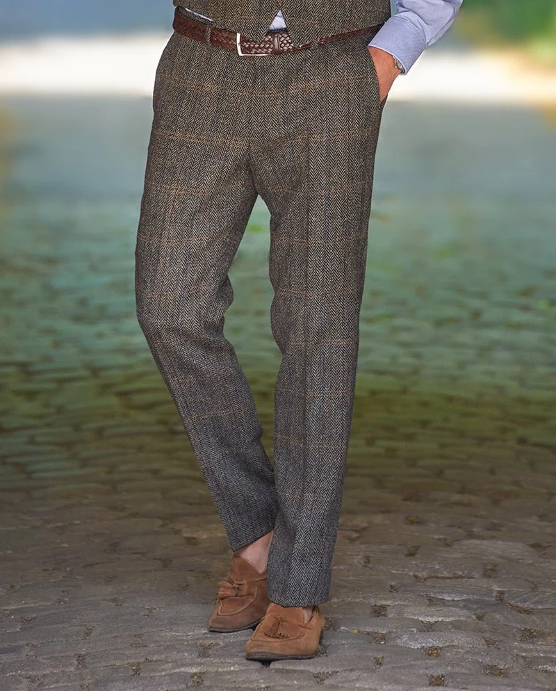 Harris Tweed Hose "Mr. Miller" in Highland Green Herringbone