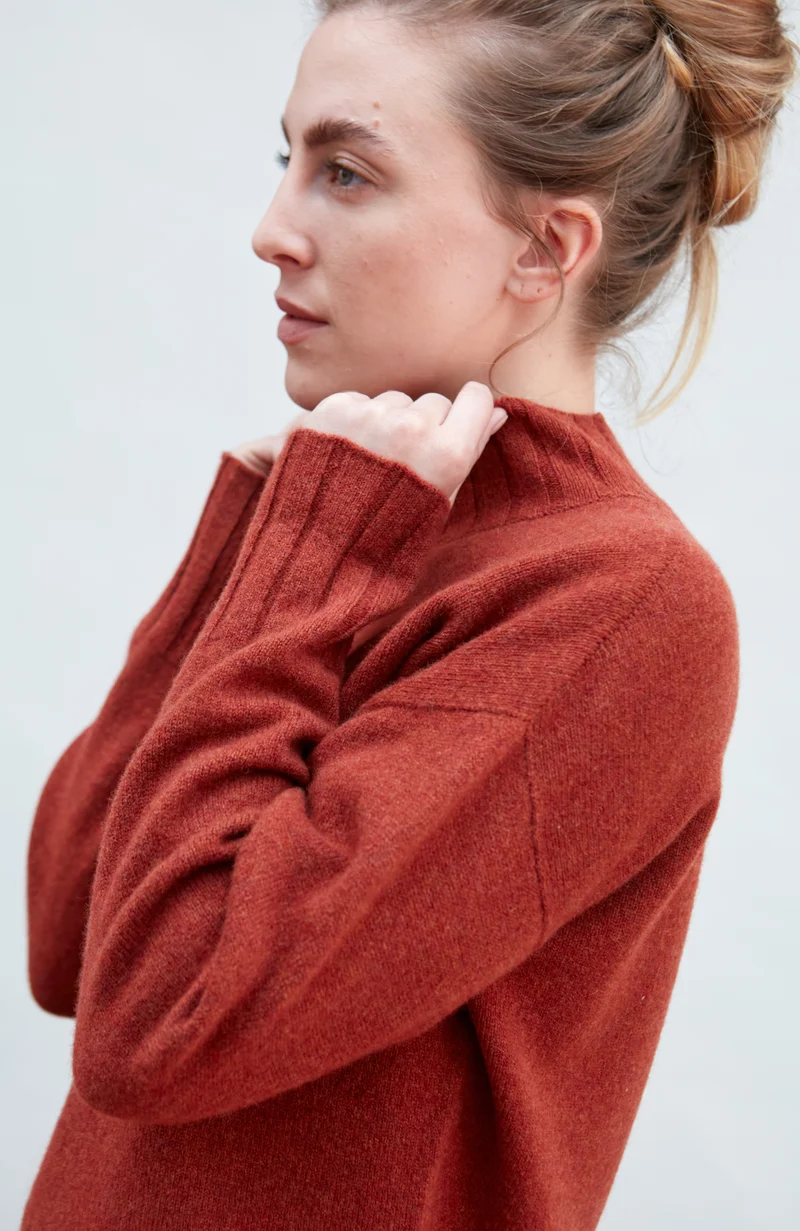 Damenpullover aus 100 % Lammwolle mit Kragen
