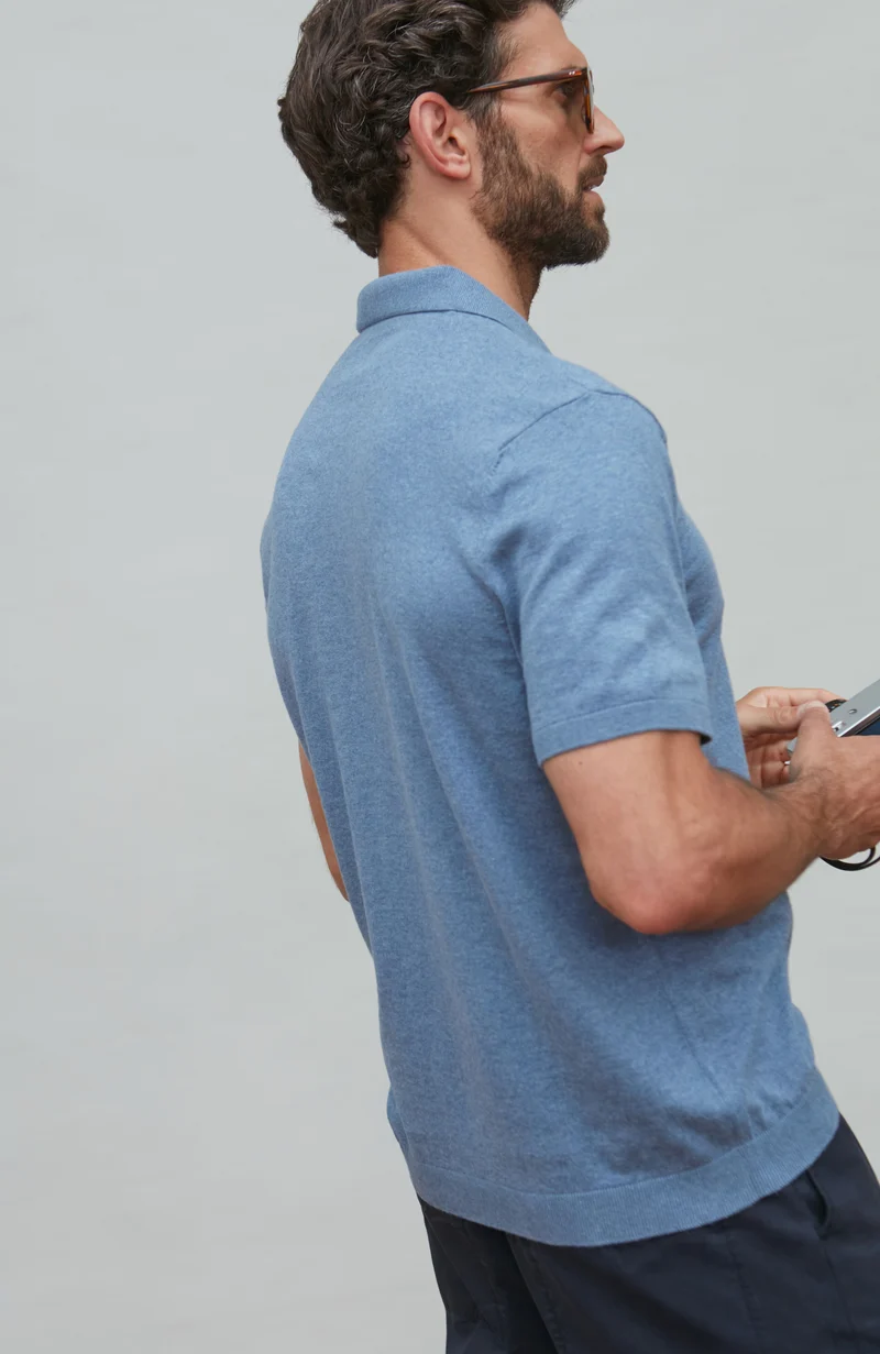 Herren-Poloshirt aus 100 % ultrafeiner Baumwolle ohne Knöpfe