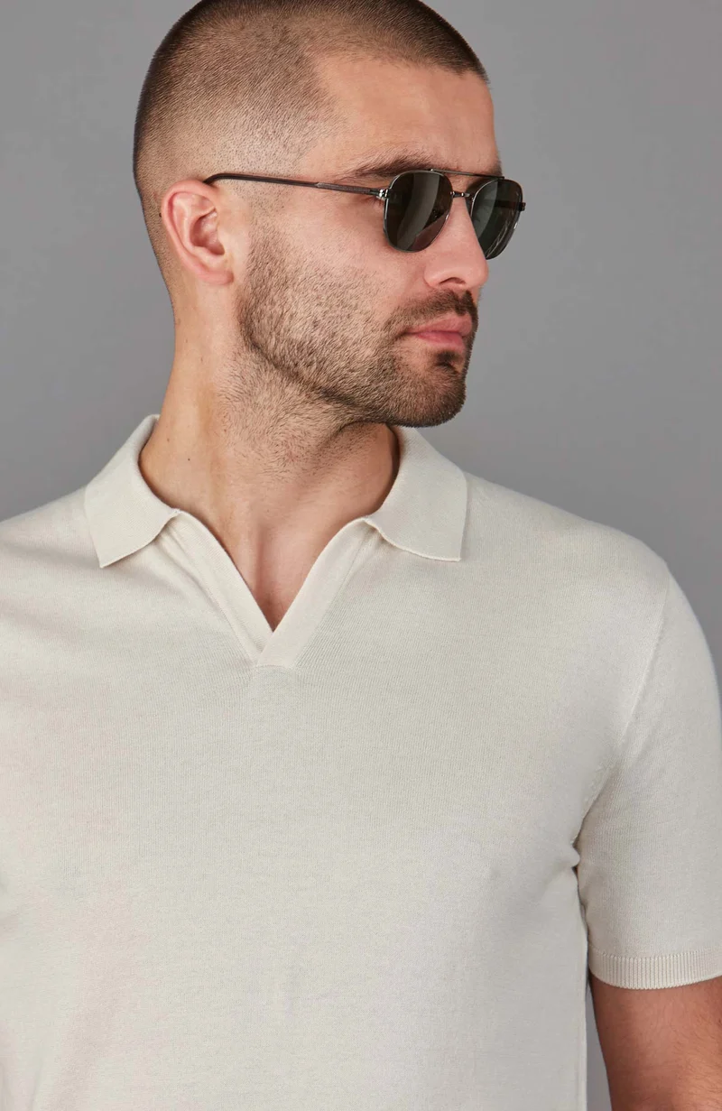 Herren-Poloshirt aus 100 % ultrafeiner Baumwolle ohne Knöpfe