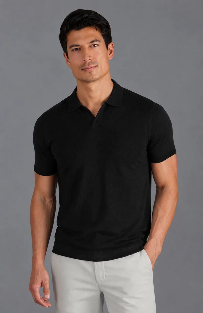 Herren-Poloshirt aus 100 % ultrafeiner Baumwolle ohne Knöpfe