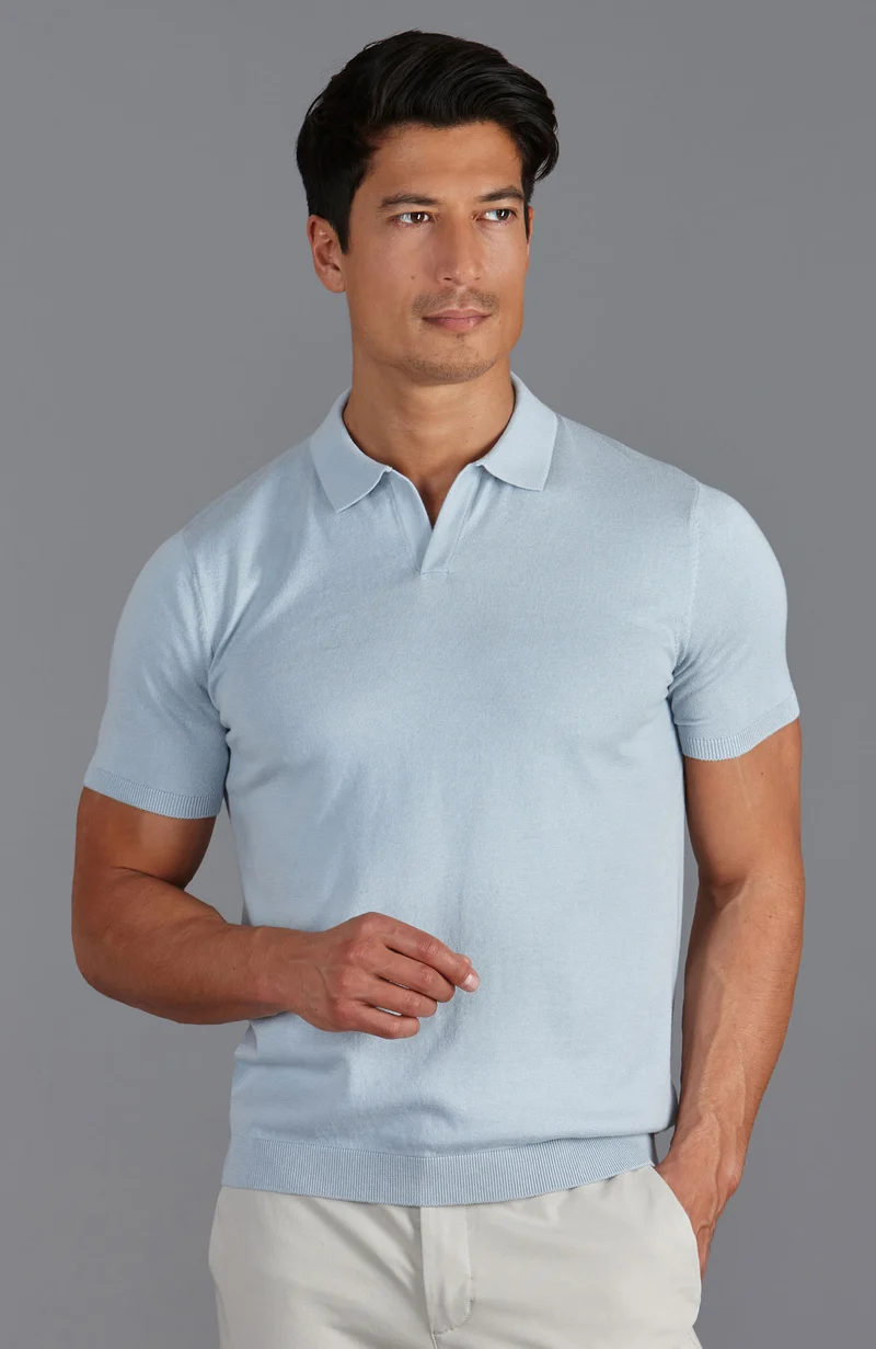 Herren-Poloshirt aus 100 % ultrafeiner Baumwolle ohne Knöpfe