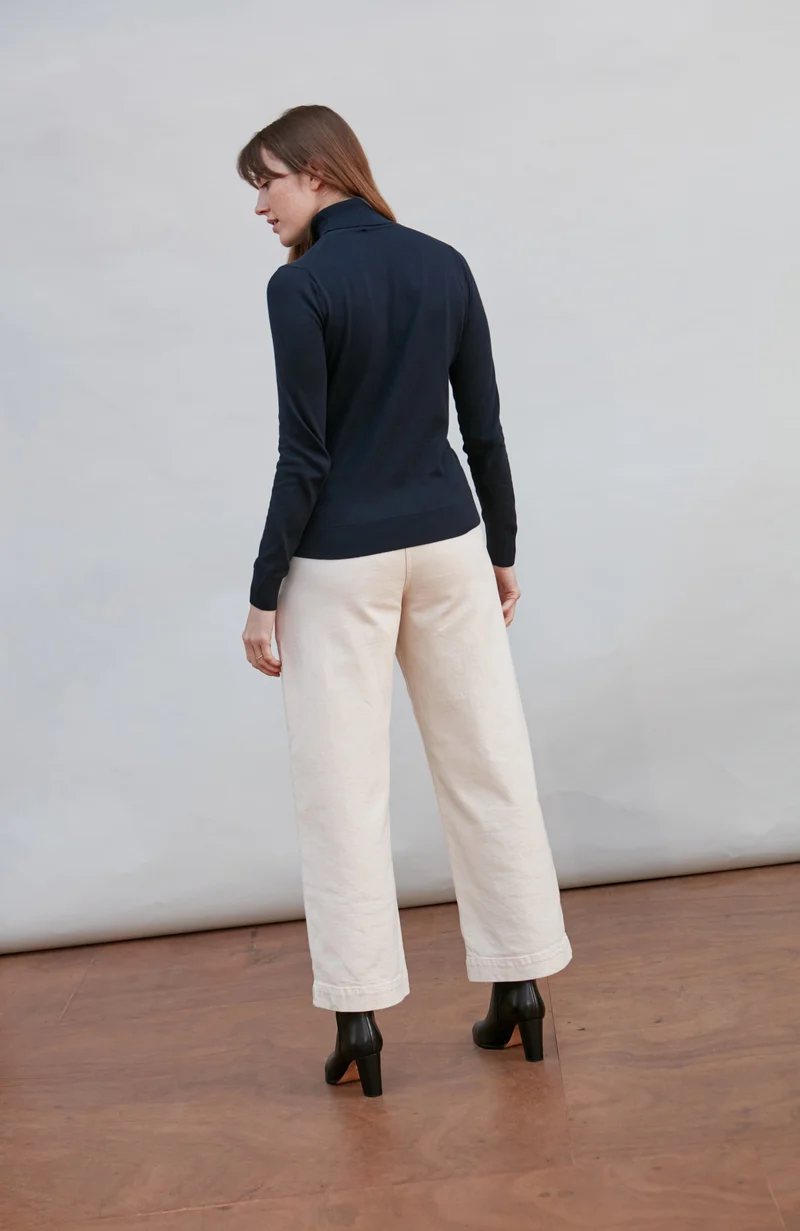 Damen-Rollkragenpullover aus ultrafeiner Baumwolle mit langen Ärmeln
