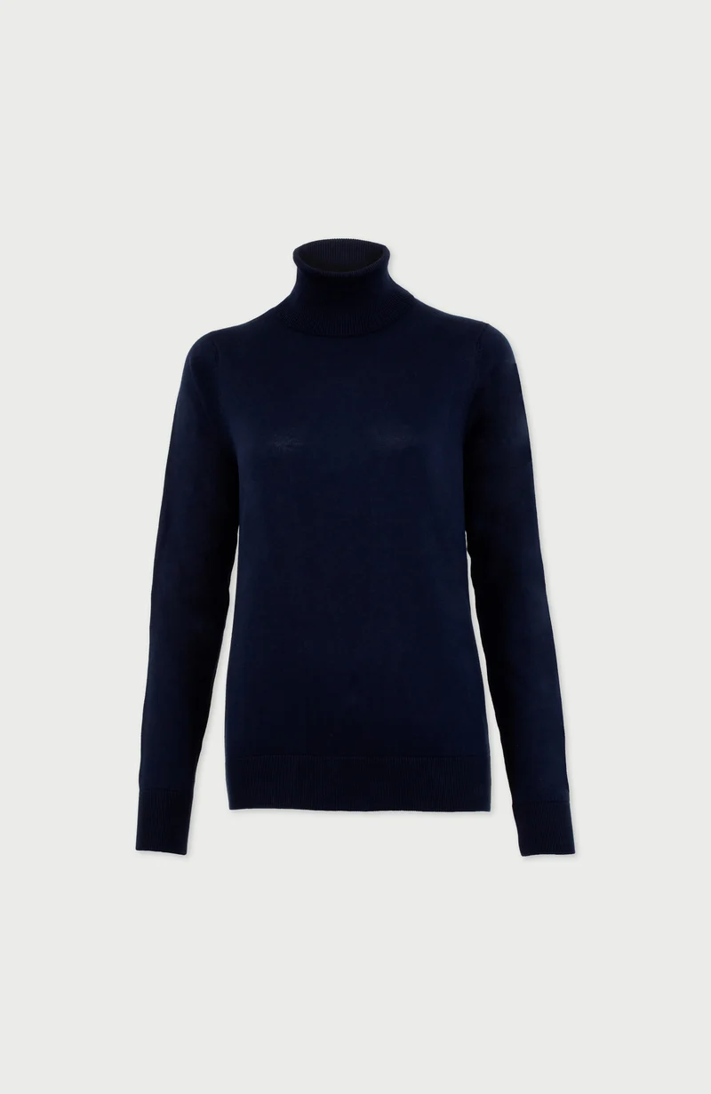 Damen-Rollkragenpullover aus ultrafeiner Baumwolle mit langen Ärmeln