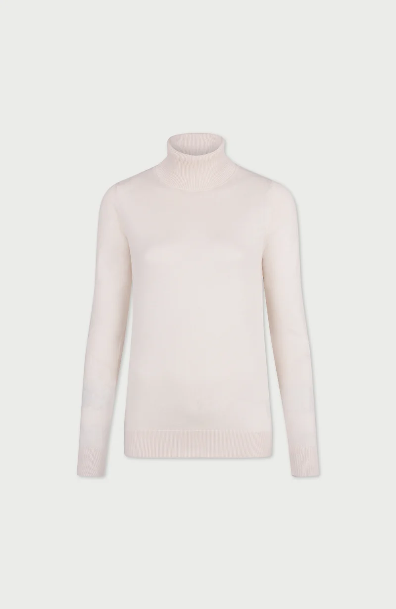 Damen-Rollkragenpullover aus ultrafeiner Baumwolle mit langen Ärmeln