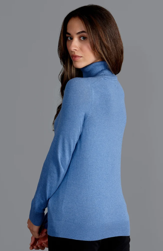 Damen-Rollkragenpullover aus ultrafeiner Baumwolle mit langen Ärmeln