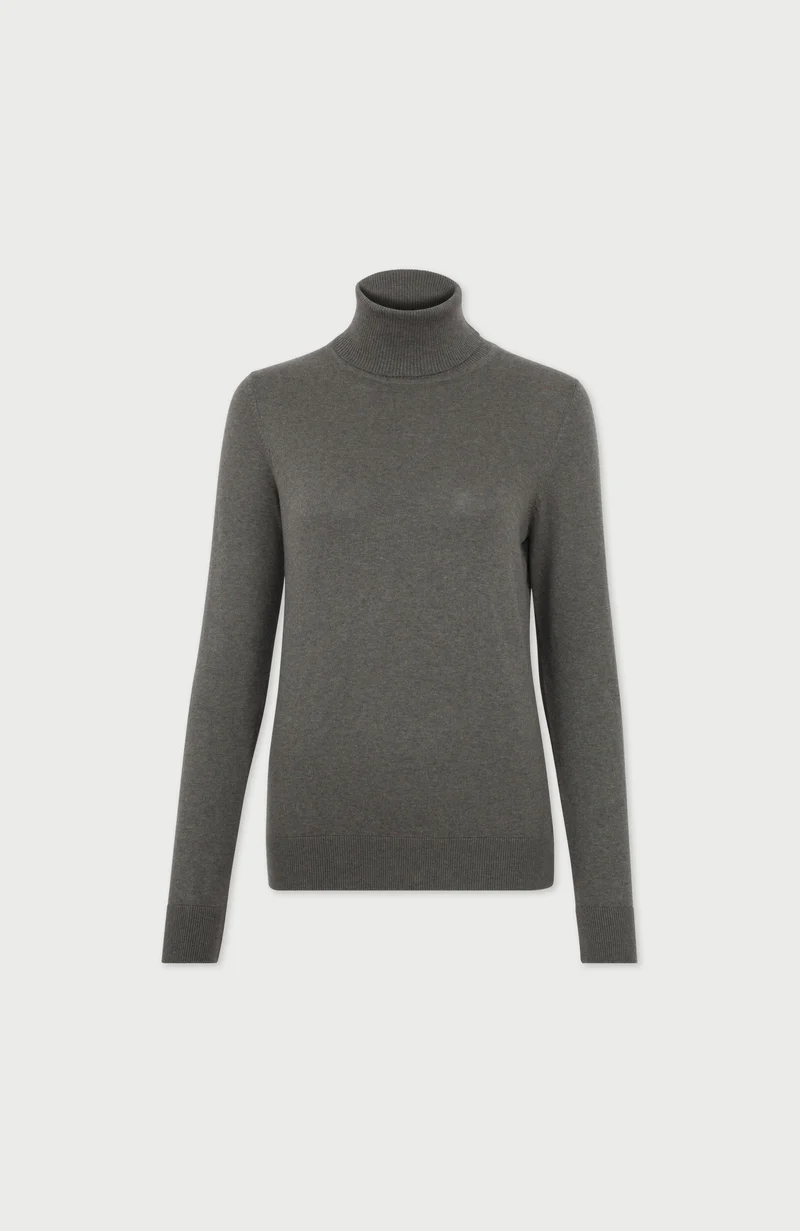 Damen-Rollkragenpullover aus ultrafeiner Baumwolle mit langen Ärmeln