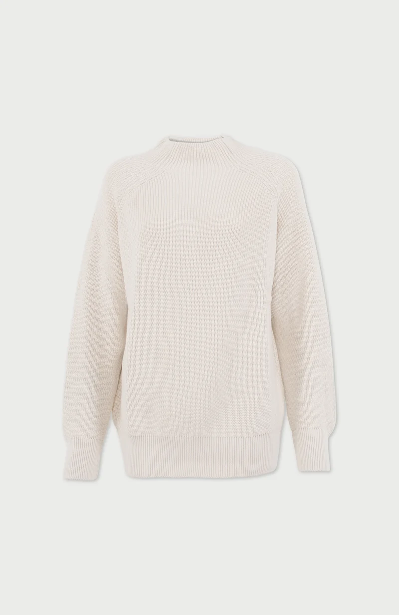 Hochgeschlossener Raglanpullover aus reiner Baumwolle für Damen