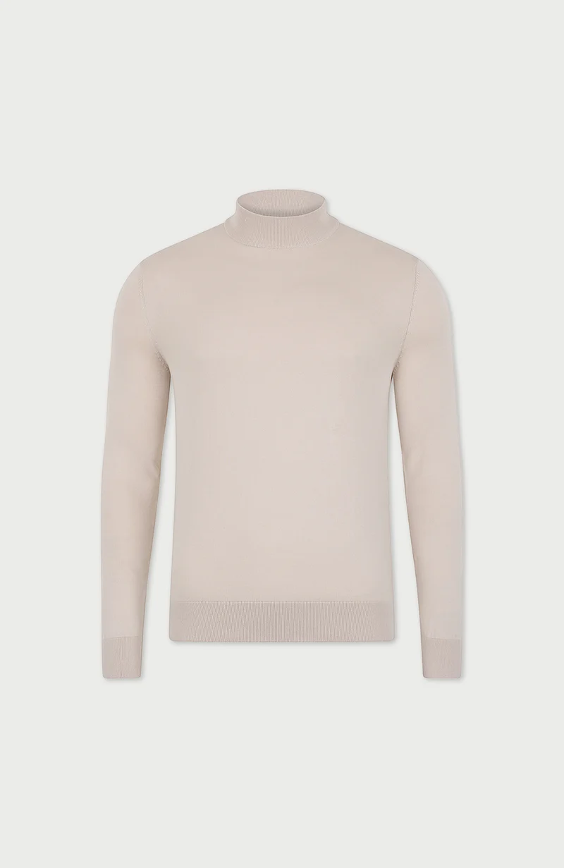 Herrenpullover aus 100 % ultrafeiner Baumwolle mit Stehkragen
