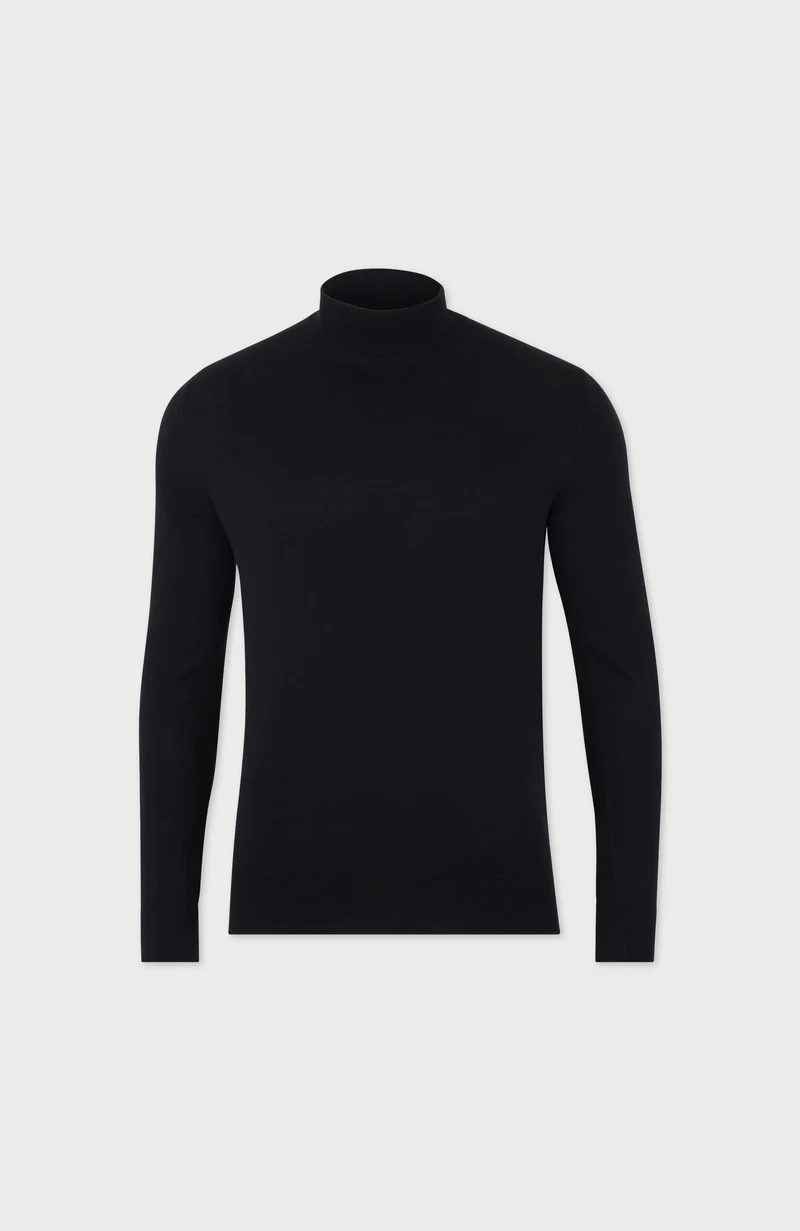 Herrenpullover aus 100 % ultrafeiner Baumwolle mit Stehkragen