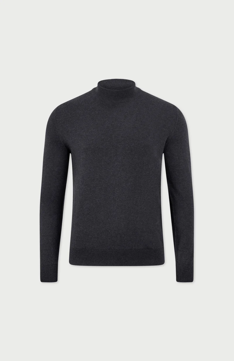 Herrenpullover aus 100 % ultrafeiner Baumwolle mit Stehkragen