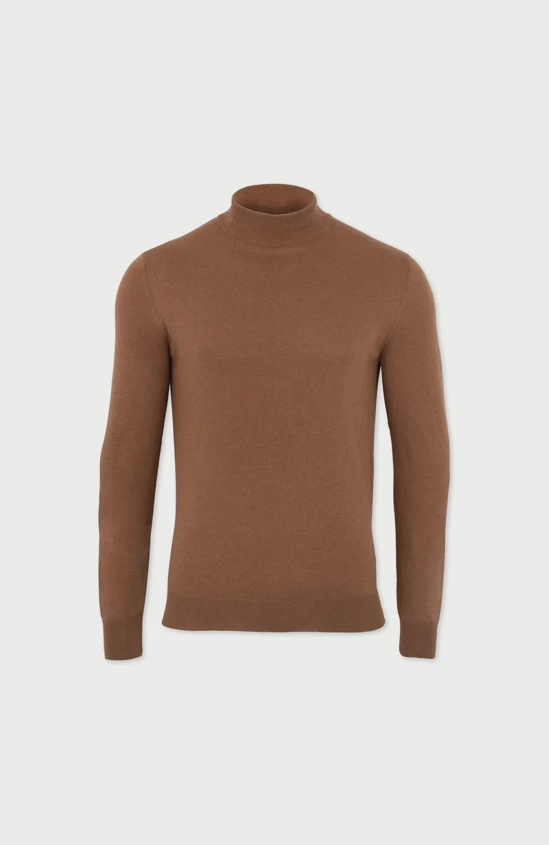 Herrenpullover aus 100 % ultrafeiner Baumwolle mit Stehkragen
