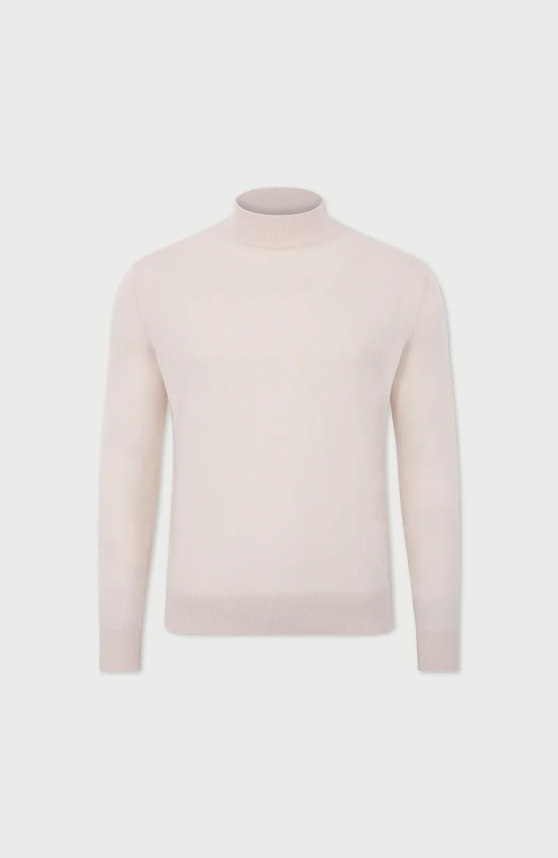 Herrenpullover aus 100 % ultrafeiner Baumwolle mit Stehkragen