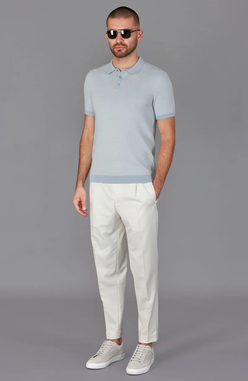 Mens Lightweight Cotton Textured Polo Shirt