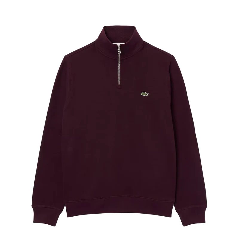 Lacoste Zippered Stand Up Collar Cotton Sweatshirt