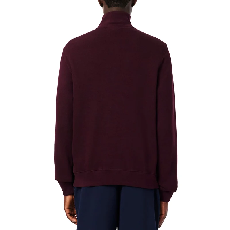 Lacoste Zippered Stand Up Collar Cotton Sweatshirt
