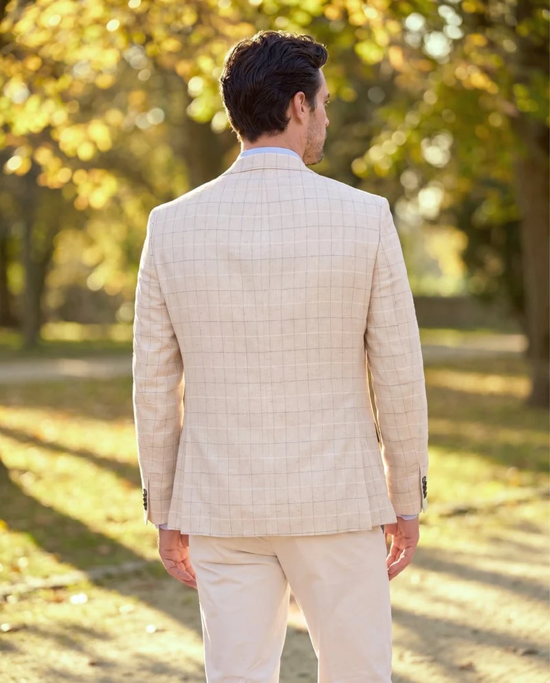 Sommersakko "London SO" aus Seide in light cream check