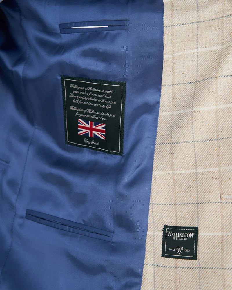 Sommersakko "London SO" aus Seide in light cream check