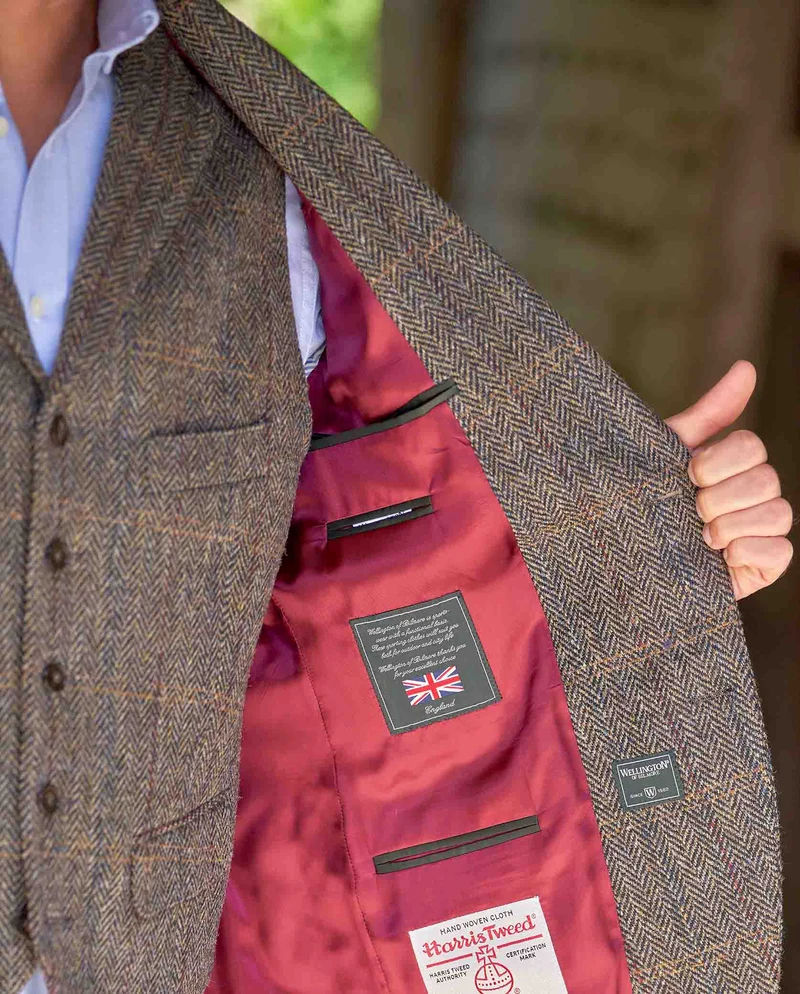 Harris Tweed Sakko "London" in highland green herringbone