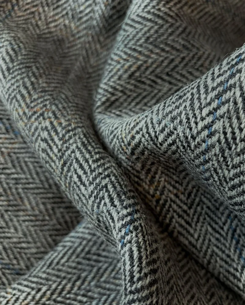 Harris Tweed Weste "Wales" in grey herringbone