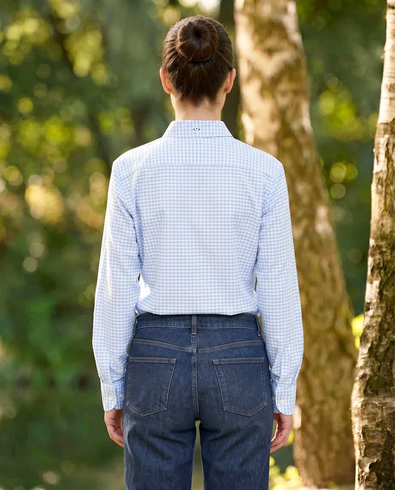 Button-Down Damenbluse "Stella" in blue vichy