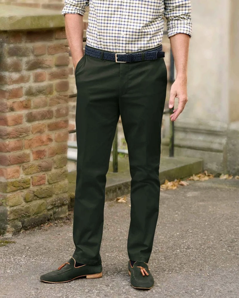 Herren-Winter-Chino "Mr. Jones" in khaki – Premium Pima-Cotton