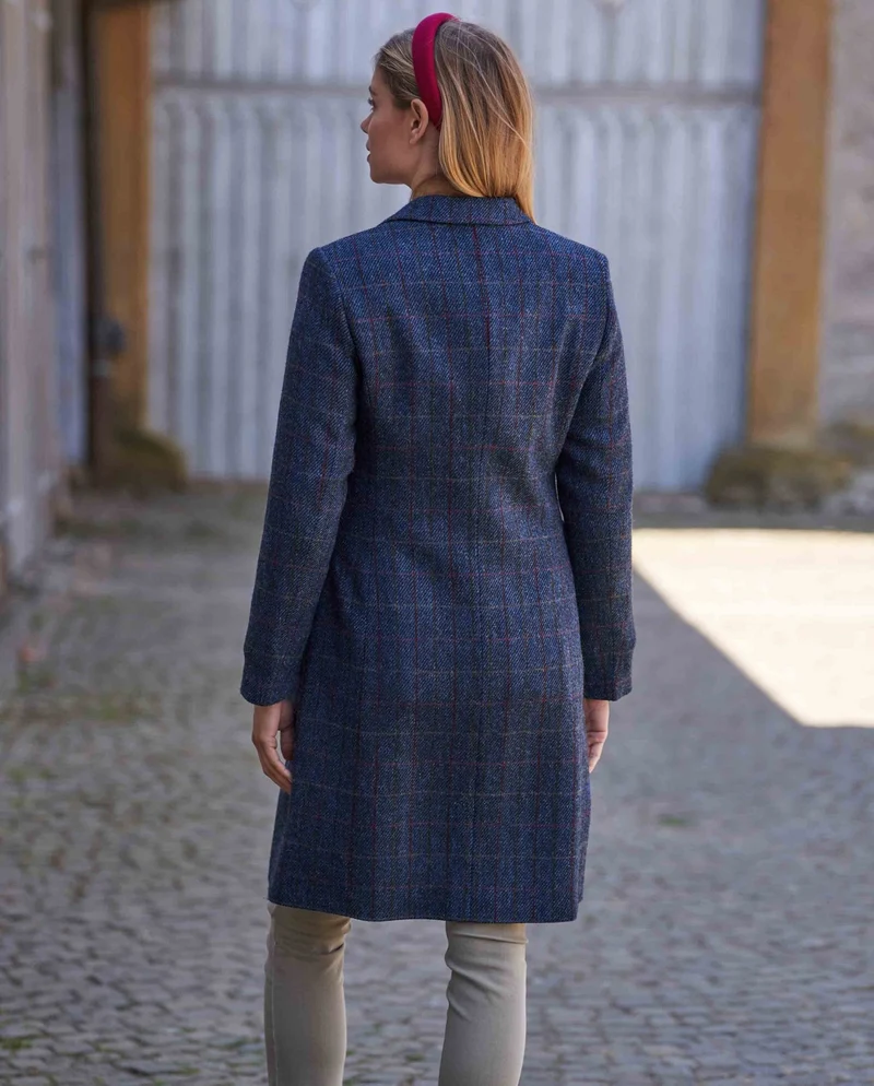 Harris Tweed Damenmantel "Emilia" in Scottish Blue