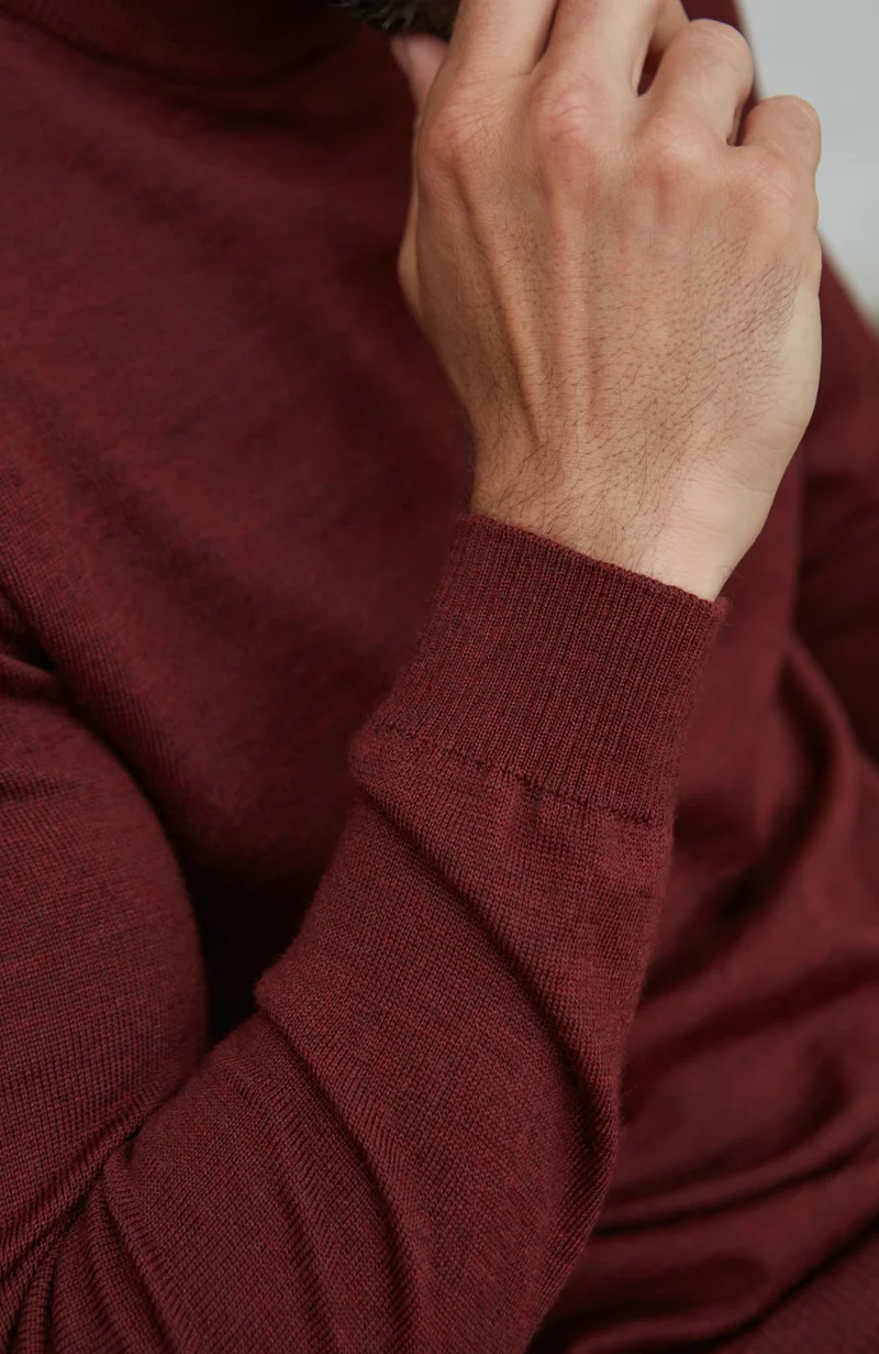 Rollkragenpullover aus extrafeiner Merinowolle für Herren