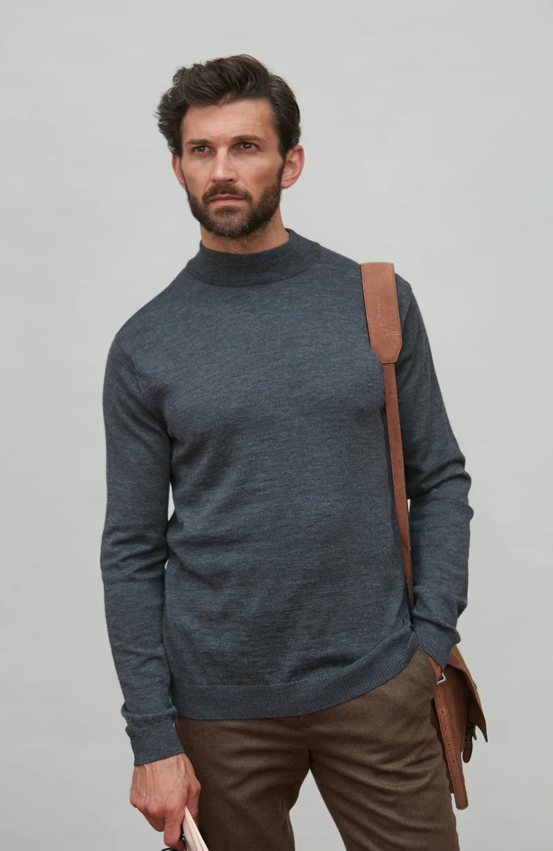Rollkragenpullover aus extrafeiner Merinowolle für Herren