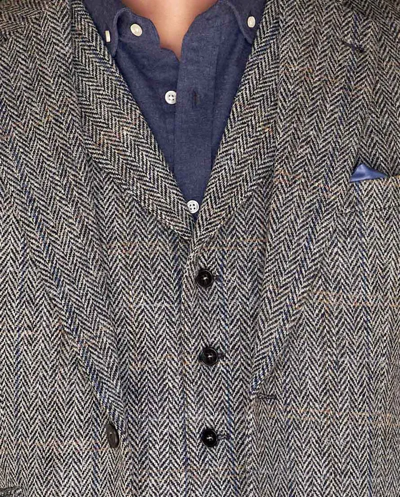Harris Tweed Sakko "London" in grey Herringbone