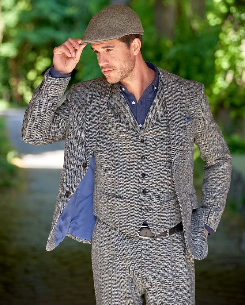 Harris Tweed Sakko "London" in grey Herringbone