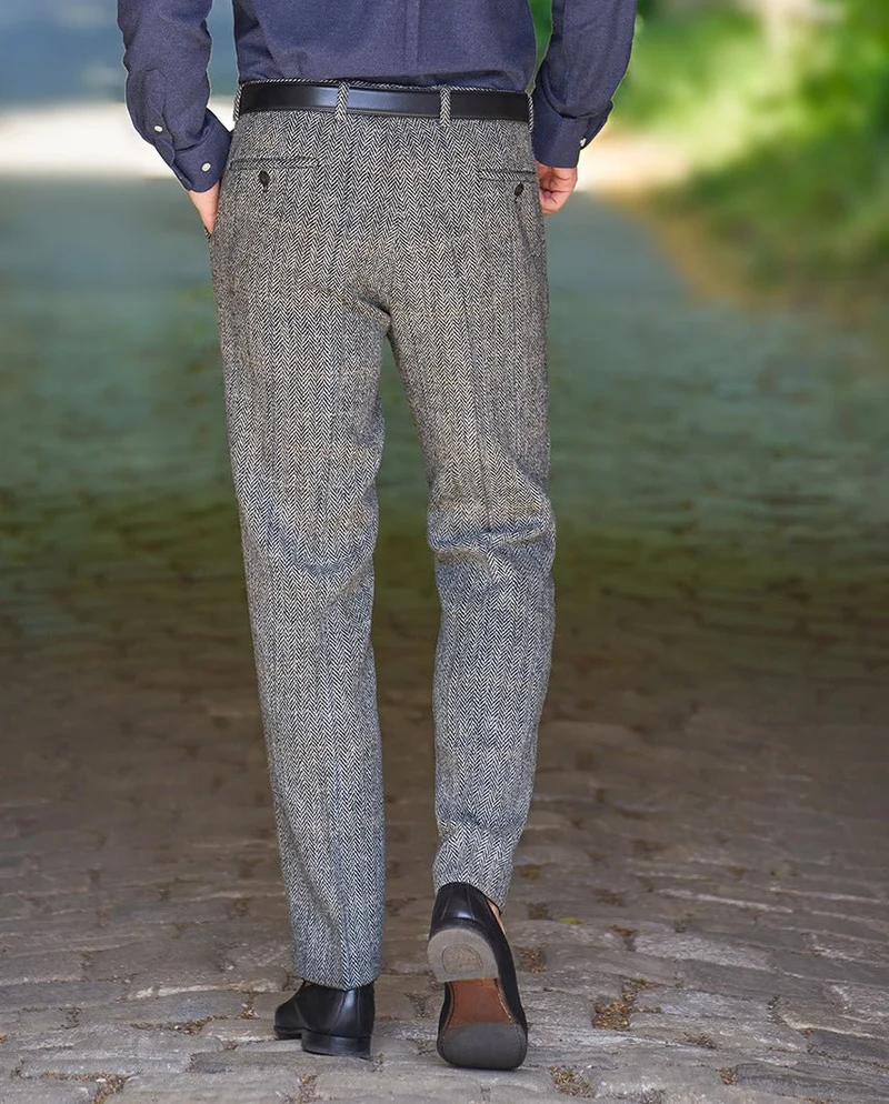 Herrenhose "Mr. Miller" aus Harris Tweed in grey herringbone