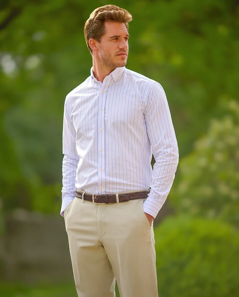 Button-Down-Hemd "Steward" in rose-blauem Streifen