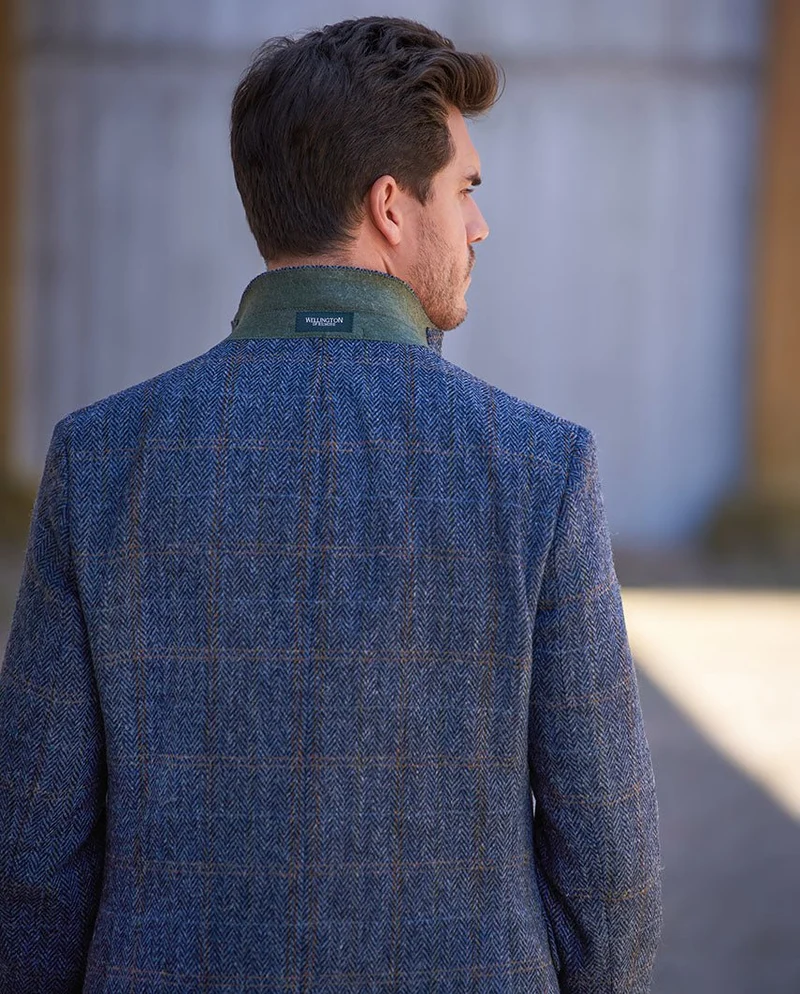 Harris Tweed Sakko "London" in grey-blue herringbone